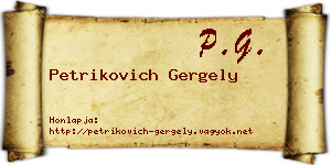 Petrikovich Gergely névjegykártya